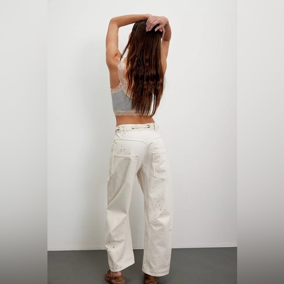 NWT Free People Moxie Low Slung Pull On Barrel jeans - Picture 2 of 5